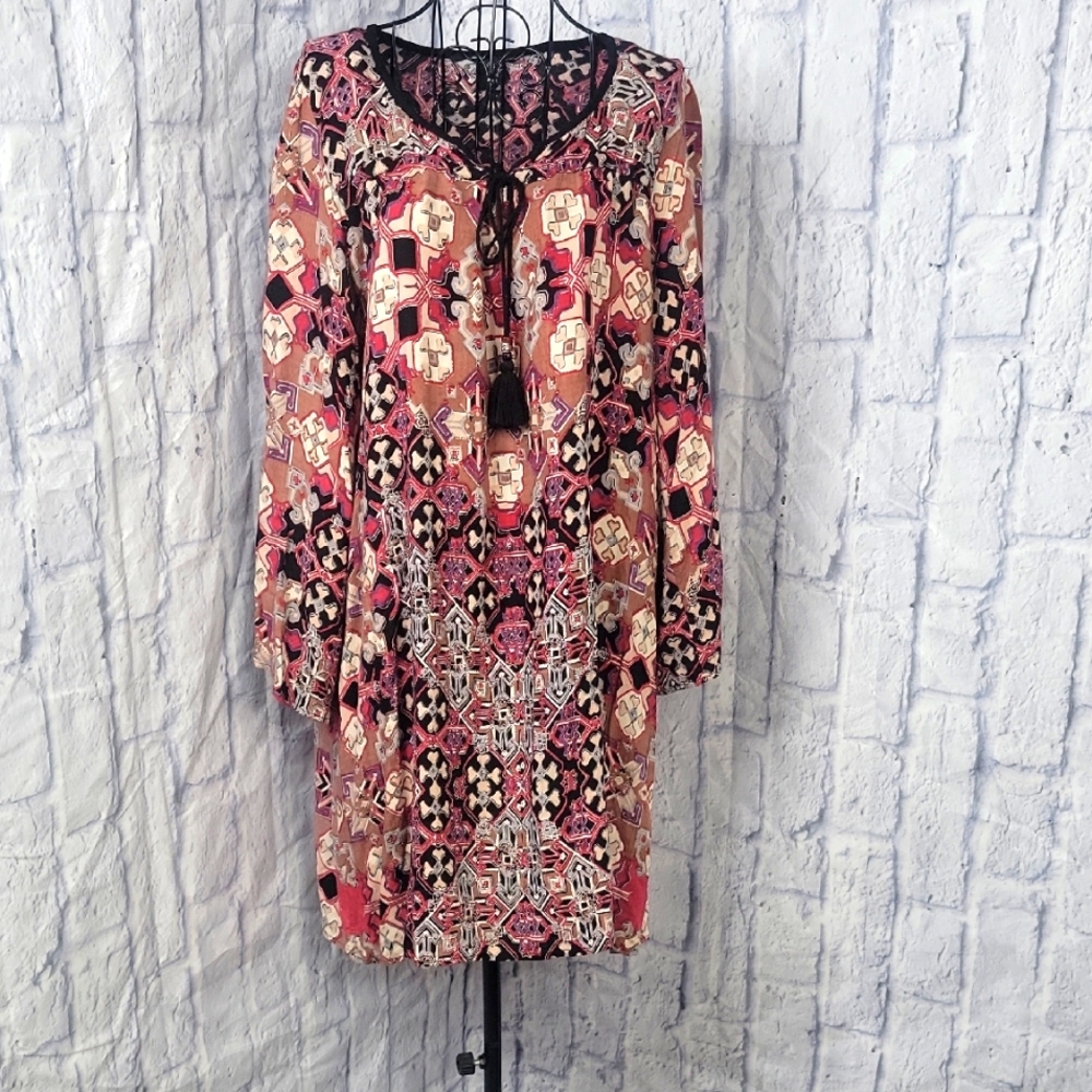Angie Red and Black Long Sleeve Dress